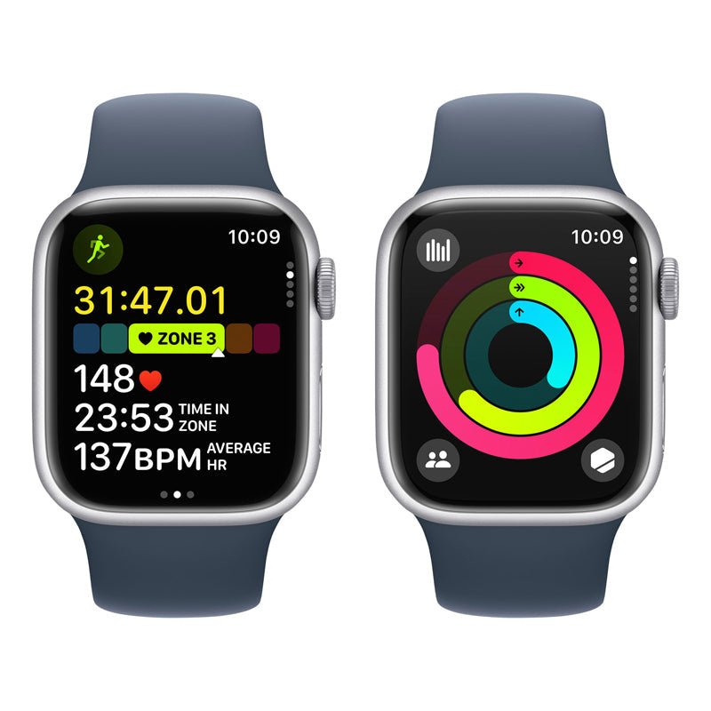 Apple Watch Series 9 with Sport Band - LTPO OLED / 64GB / 41mm / Medium/Large / Bluetooth / Wi-Fi / Storm Blue Smart
