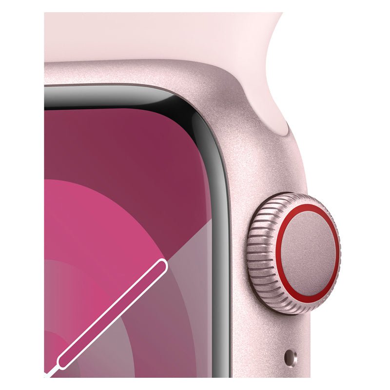 Apple Watch Series 9 with Sport Band - LTPO OLED / 64GB / 41mm / Small/Medium / Bluetooth / Wi-Fi / Cellular / Light Pink