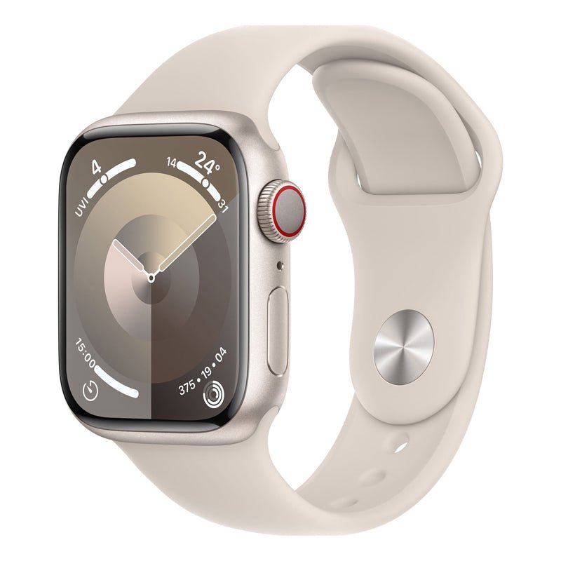 Apple Watch Series 9 with Sport Band - LTPO OLED / 64GB / 41mm / Small/Medium / Bluetooth / Wi-Fi / Cellular / Starlight