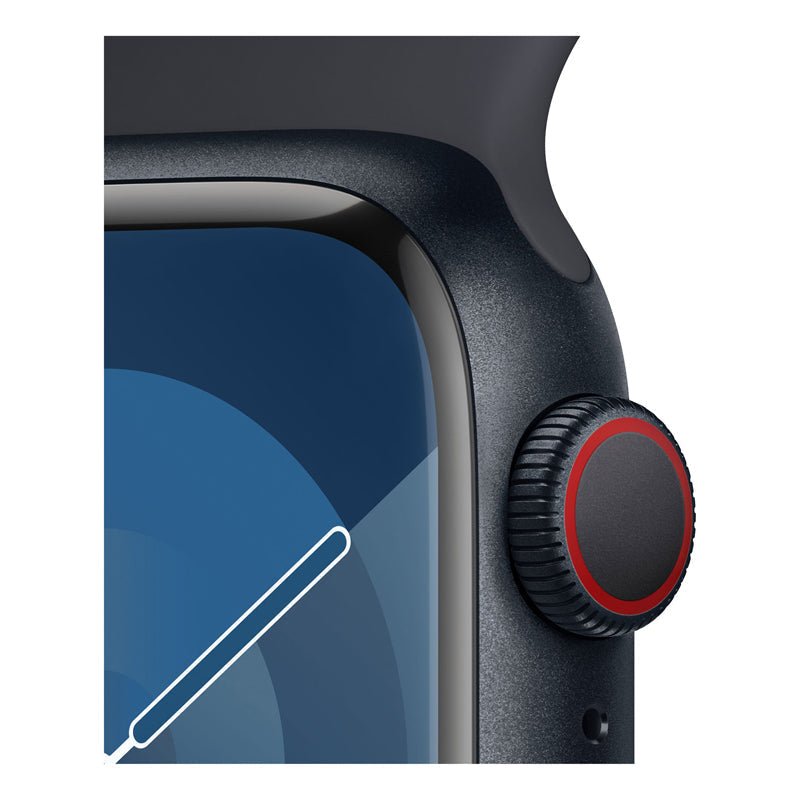 Apple Watch Series 9 with Sport Band - LTPO OLED / 64GB / 45mm / Medium/Large / Bluetooth / Wi-Fi / Cellular / Midnight