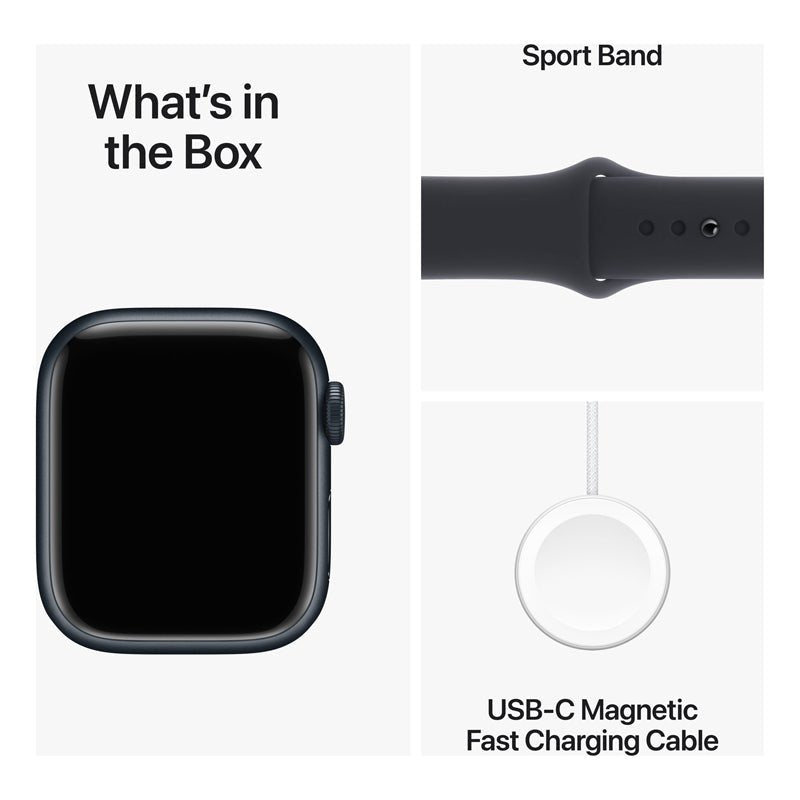 Apple Watch Series 9 with Sport Band - LTPO OLED / 64GB / 45mm / Medium/Large / Bluetooth / Wi-Fi / Cellular / Midnight