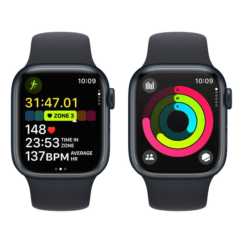 Apple Watch Series 9 with Sport Band - LTPO OLED / 64GB / 45mm / Medium/Large / Bluetooth / Wi-Fi / Cellular / Midnight