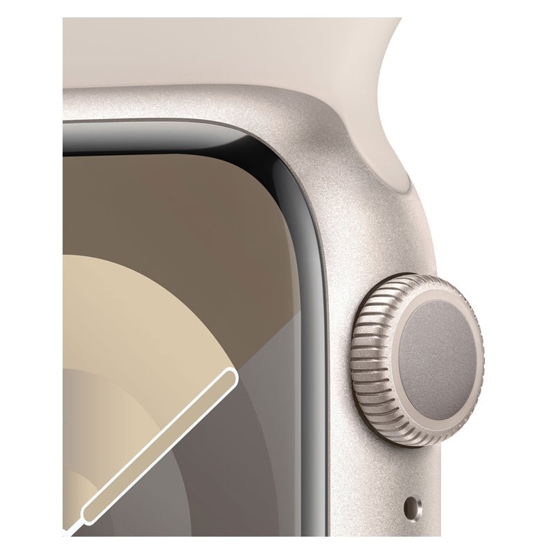 Apple Watch Series 9 with Sport Band - LTPO OLED / 64GB / 45mm / Medium/Large / Bluetooth / Wi-Fi / Starlight