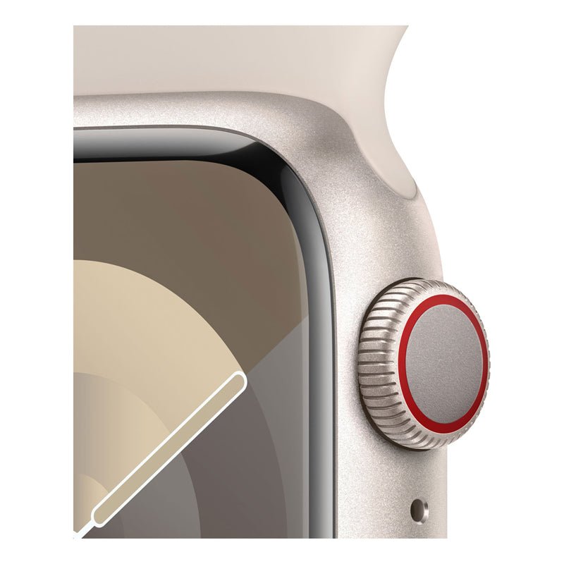 Apple Watch Series 9 with Sport Band - LTPO OLED / 45mm / Bluetooth / Wi-Fi / Cellular / Starlight Smart Watches