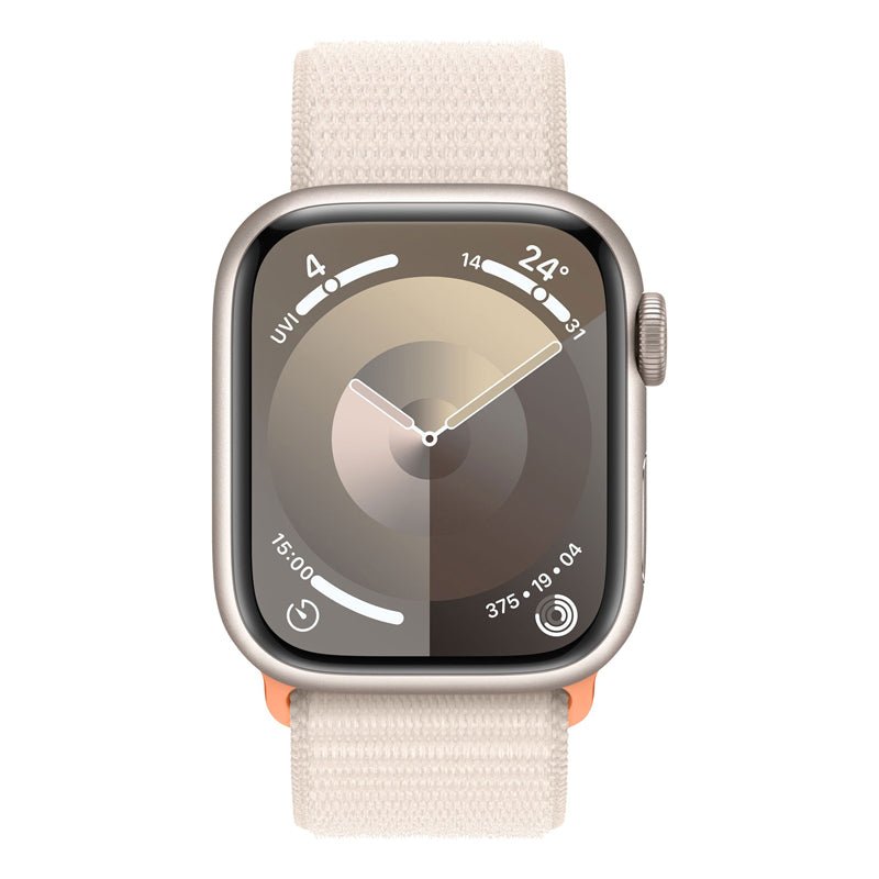 Apple Watch Series 9 with Sport Loop - LTPO OLED / 64GB / 45mm / Bluetooth / Wi-Fi / Cellular / Starlight Smart Watches