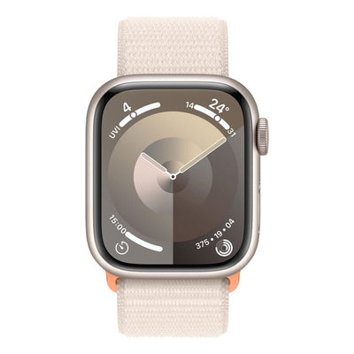 Apple Watch Series 9 with Sport Loop - LTPO OLED / 64GB / 45mm / Bluetooth / Wi-Fi / Cellular / Starlight Smart Watches