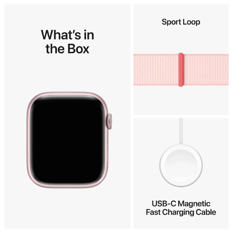 Apple Watch Series 9 with Sport Loop - LTPO OLED / 64GB / 45mm / Small/Medium / Bluetooth / Wi-Fi / Cellular / Light Pink