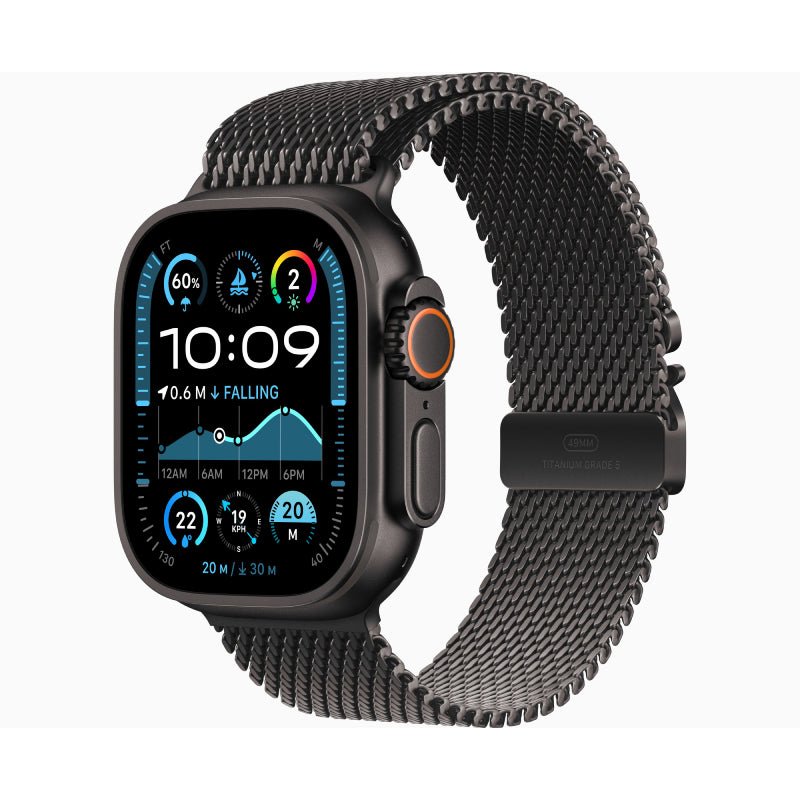 Apple Watch Ultra 2 (2024) - LTPO OLED / 64GB / 49mm / Bluetooth / Wi-Fi / Cellular / Titanium Black Milanese Loop - Large