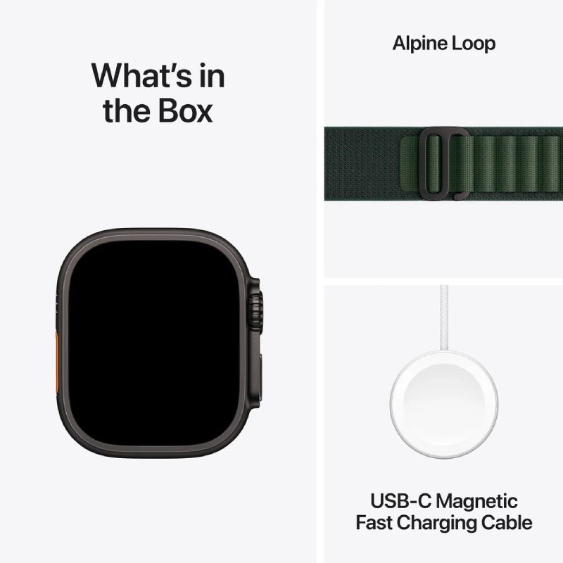 Apple Watch Ultra 2 (2024) - LTPO OLED / 64GB / 49mm / Large / Bluetooth / Wi-Fi / Cellular / Titanium Dark Green Alpine Loop