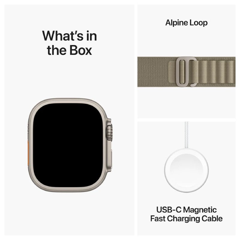 Apple Watch Ultra 2 - LTPO OLED / 64GB / 49mm / Bluetooth / Wi-Fi / Cellular / Large / Titanium Olive Alpine Loop Smart