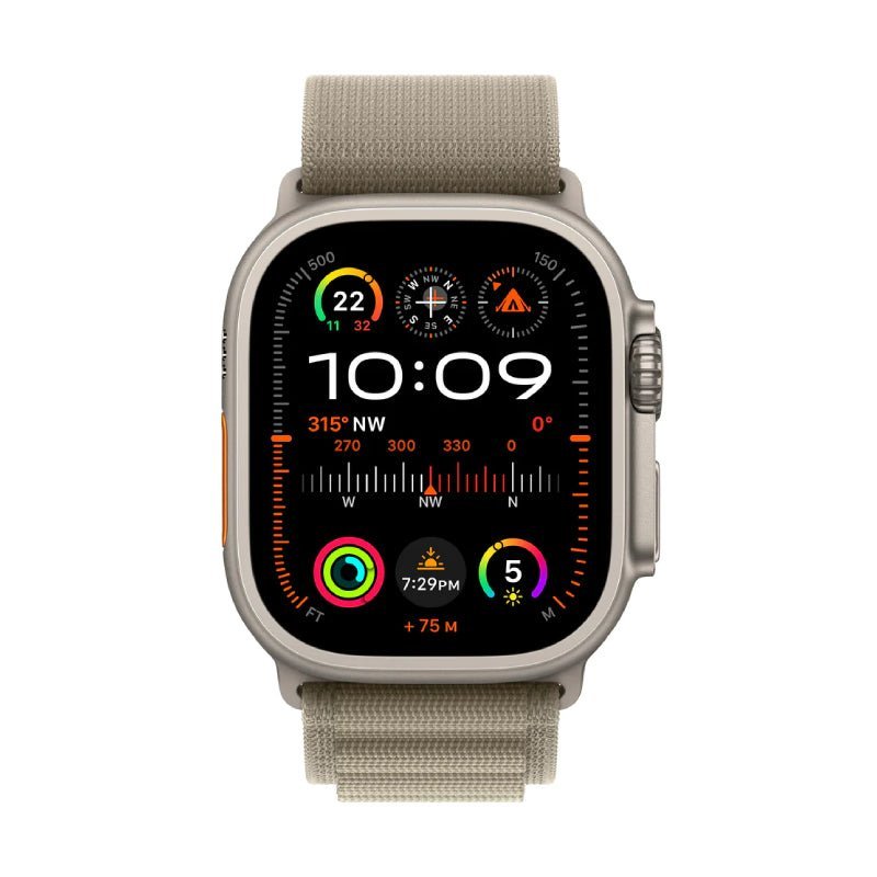 Apple Watch Ultra 2 - LTPO OLED / 64GB / 49mm / Bluetooth / Wi-Fi / Cellular / Large / Titanium Olive Alpine Loop Smart