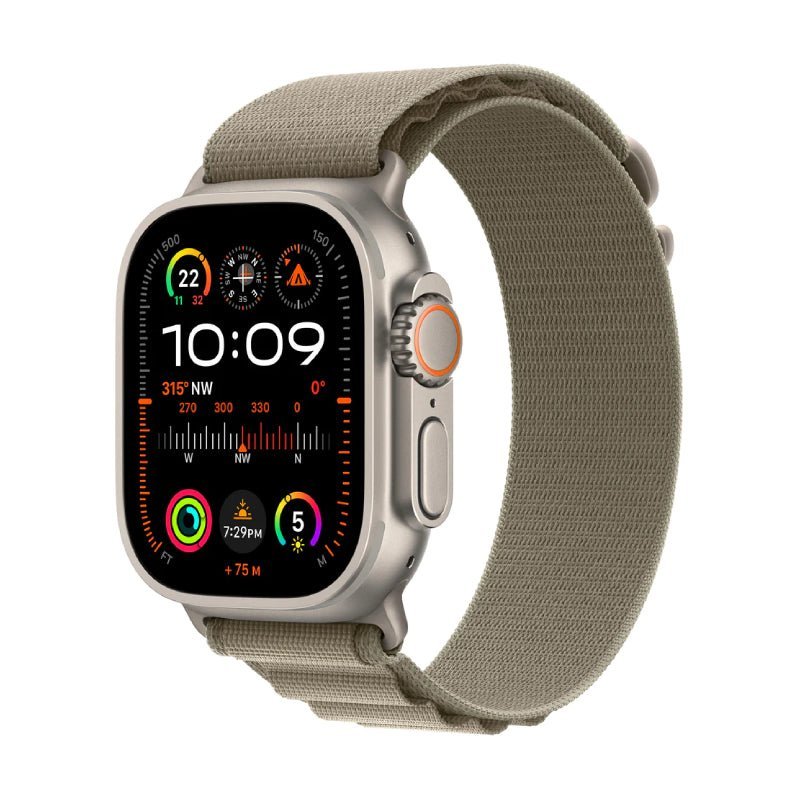 Apple Watch Ultra 2 - LTPO OLED / 64GB / 49mm / Bluetooth / Wi-Fi / Cellular / Large / Titanium Olive Alpine Loop Smart