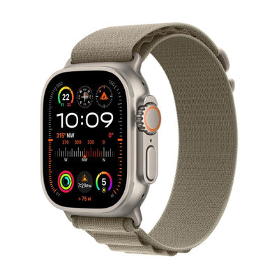 Apple Watch Ultra 2 - LTPO OLED / 64GB / 49mm / Bluetooth / Wi-Fi / Cellular / Large / Titanium Olive Alpine Loop Smart