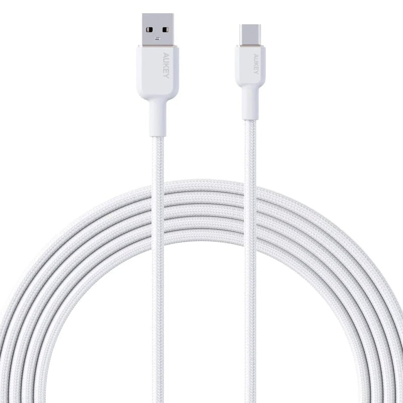 AUKEY Braided Nylon USB 2.0 to USB-C Cable - 0.9m / White