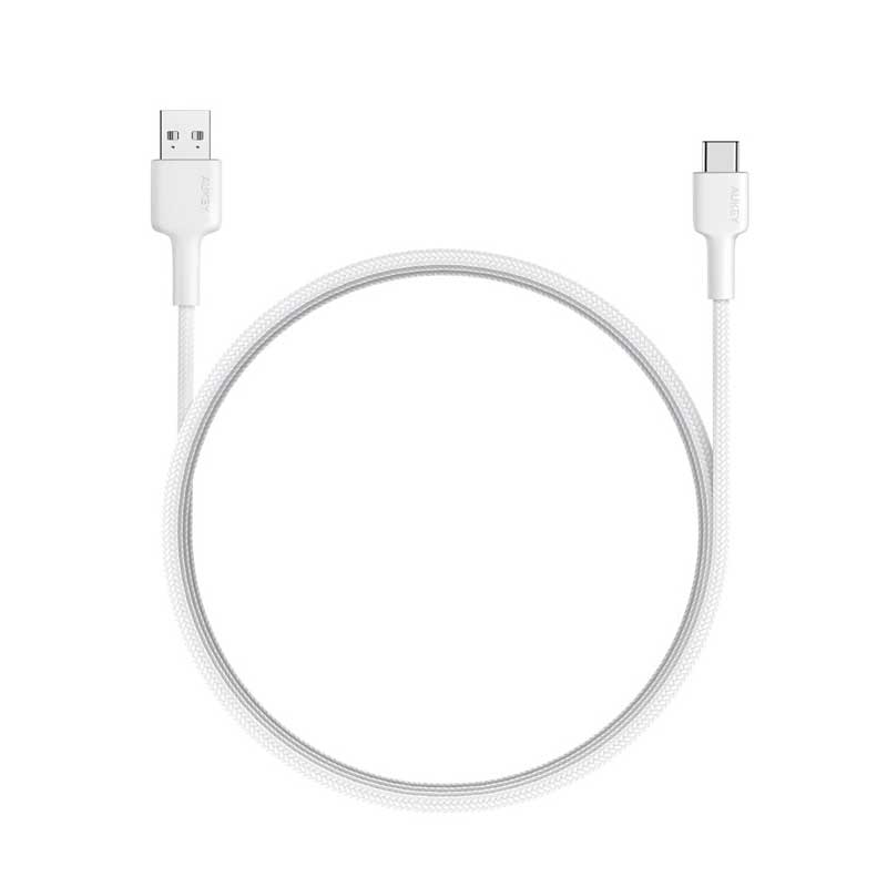 AUKEY Braided Nylon USB 2.0 to USB-C Cable - 0.9m / White