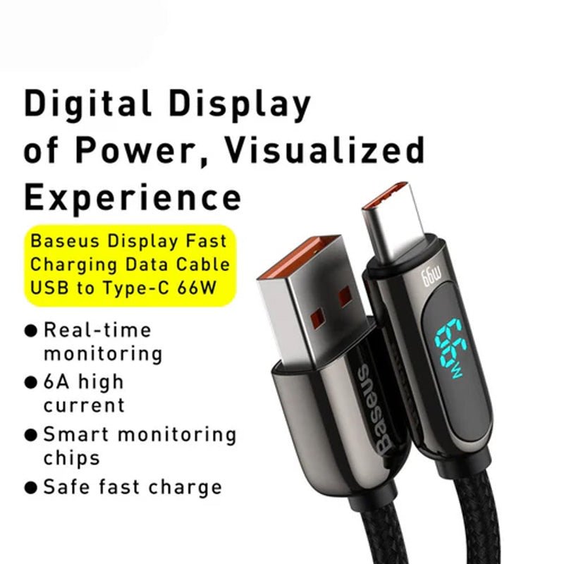 Baseus Display Fast Charging Data Cable USB to Type-C - 66W / 2m / Black