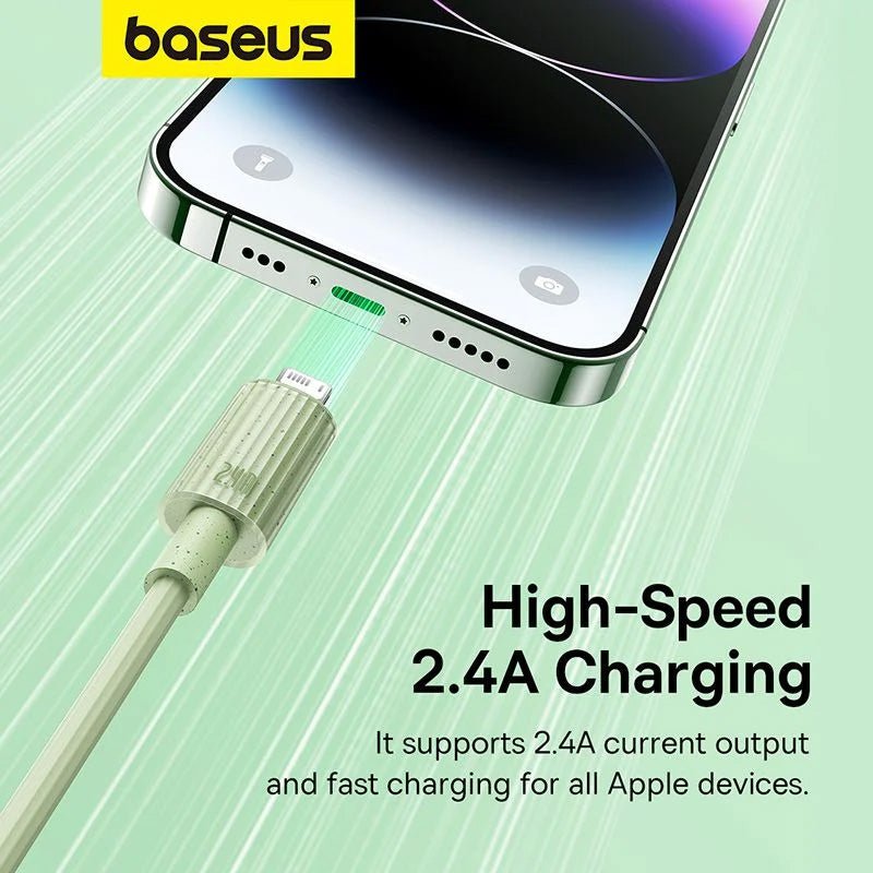 Baseus Habitat Series Fast Charging USB-A to Lightning Cable 2M - Natural Green