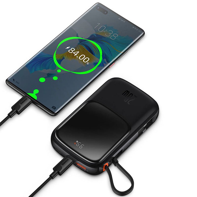 Baseus Qpow Pro Digital Display Fast Charge Power Bank - 10000mAh/ 20W/ Iph Edition/ Type-C Cable/ Black