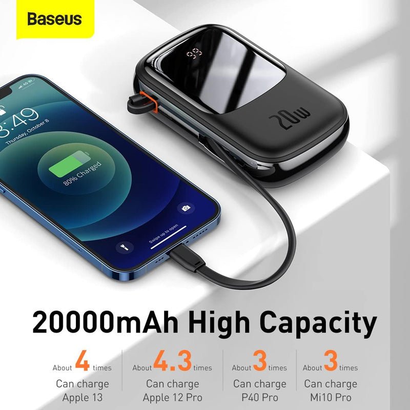 Baseus Qpow Pro Digital Display Fast Charge Power Bank - 20000mAh/ 20W/ Black