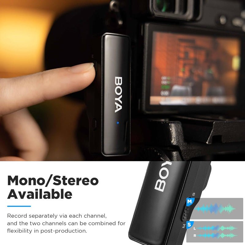 BOYA BOYALINK 2-Person All-in-One Wireless Microphone System - 2.4 GHz / WiFi / Type-C / Lighting / 3.5mm Jack - Black