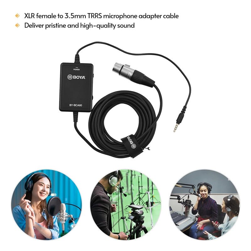 BOYA BY-BCA60 Female XLR TO 3.5mm Male TRRS Microphone Audio Adaptor