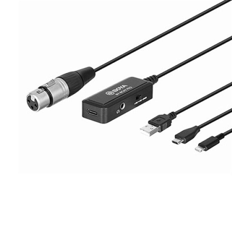 Boya BY-BCA7 PRO Cable With XLR Preamplifier - 6M / XLR / Lighting / USB / Type-C - Black