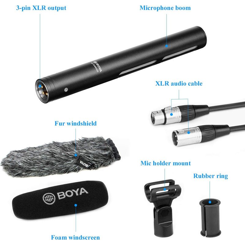 Boya BY-BM6040 Cardioid Shotgun Microphone - Mic / 3-pin / XLR - Black