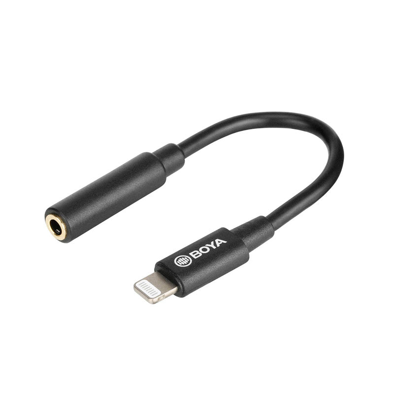 BOYA BY-K3 3.5mm Female TRS to Male Adapter Cable - 3.5mm / ‎Lightning - Black