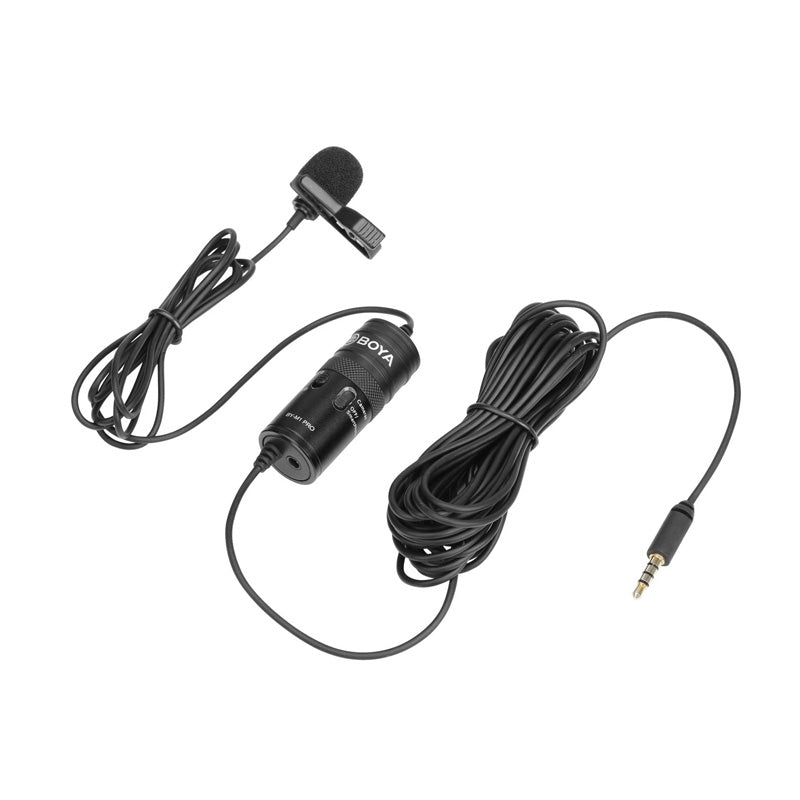 BOYA BY-M1 Pro Omnidirectional Lavalier Condenser Microphone - 65 Hz / 3.5mm Jack / Wired - Black