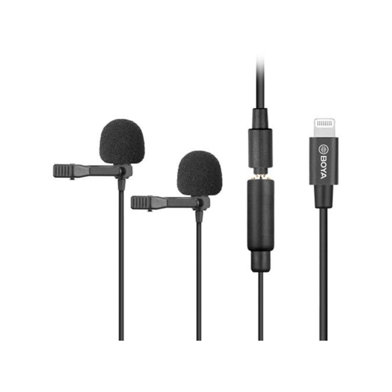 BOYA BY-M2D Digital Dual Omnidirectional Lavalier Microphones With Detachable Lightning Cable (IOS)