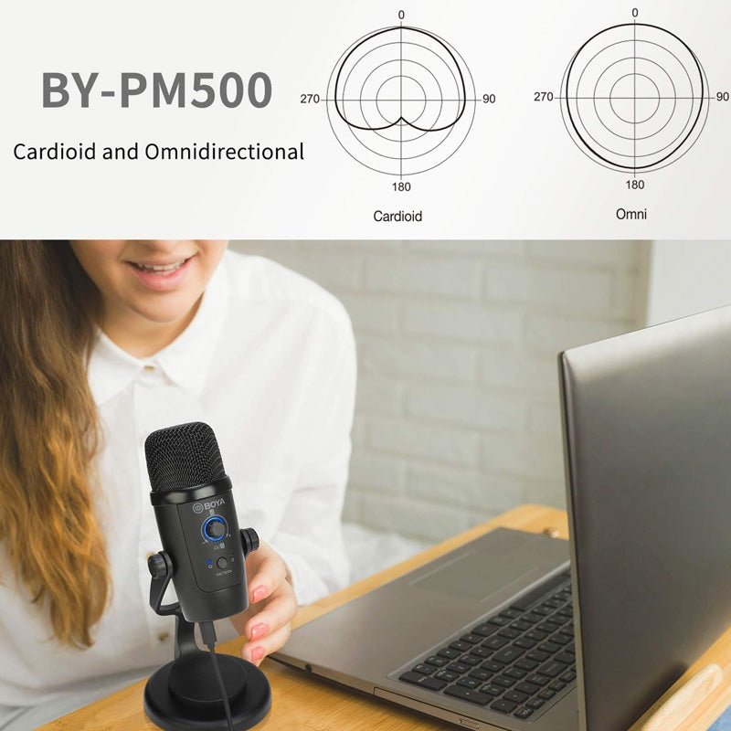 BOYA BY-PM500 USB Microphone - ‎Mono / 3.5mm Jack / USB / Type-C - Black