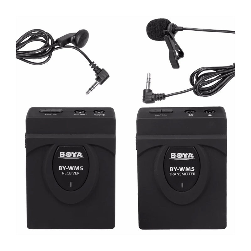 BOYA BY-WM5 Wireless Lavalier Microphone System Kit - 2.4GHz / 3.5mm Jack / Wireless - Black