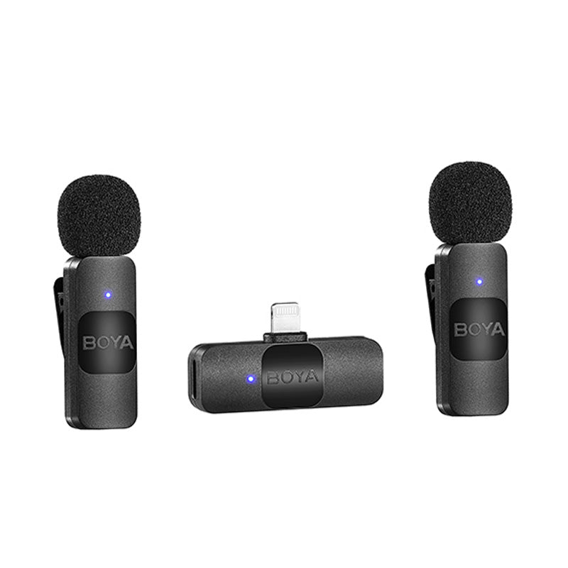 BOYA Smallest 2.4Ghz Wireless Microphone with Lightning connector for iOS device( 2TX+1RX) - Black