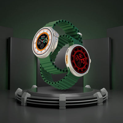 Porodo Ultra Evo Smart Watch 1.51’’ Wide Touch Screen - Green Strap Smart Watches