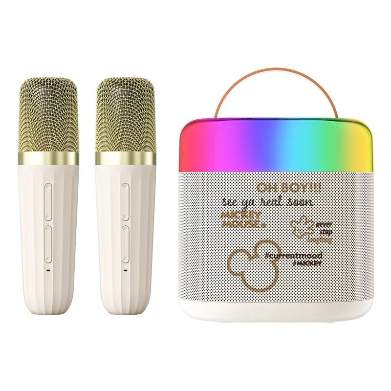 Disney K1 dual Wireless karaoke Microphone And Speaker - Mickey Beige