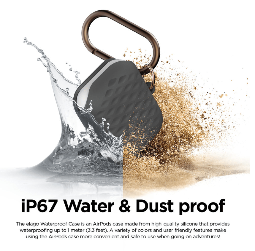 إلاجو مقاوم للماء شنق حافظة  نشطة - ابل ايربودز 1 و 2 / رمادي داكن اكسسوارات > هواتف  تابلت