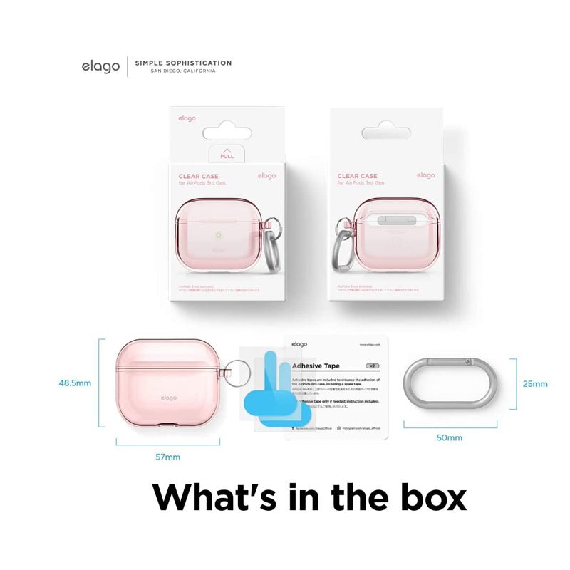 إلاجو ايربودز 3 شفاف شنق حافظة - لوفلي اللون الوردي