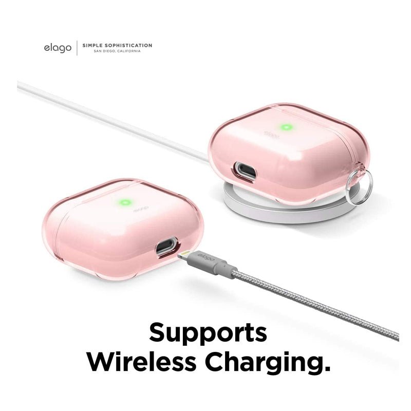 إلاجو ايربودز 3 شفاف شنق حافظة - لوفلي اللون الوردي