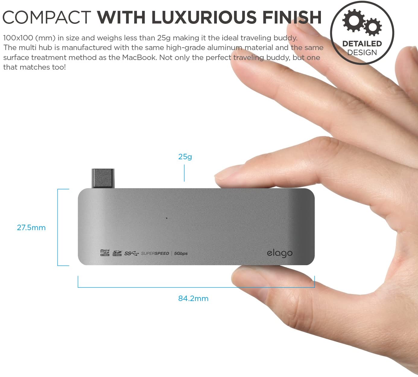 Elago Aluminum Charging Multi Hub USB-C - Space Gray