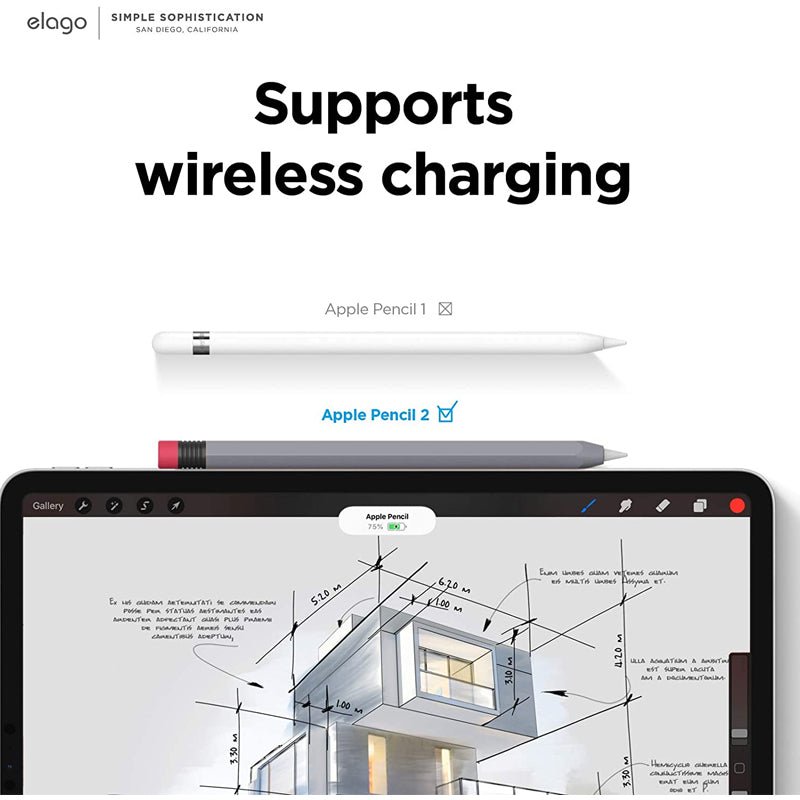 إلاجو ابل قلم الجيل الثاني  حافظة الجيل الكلاسيكي - رمادي داكن