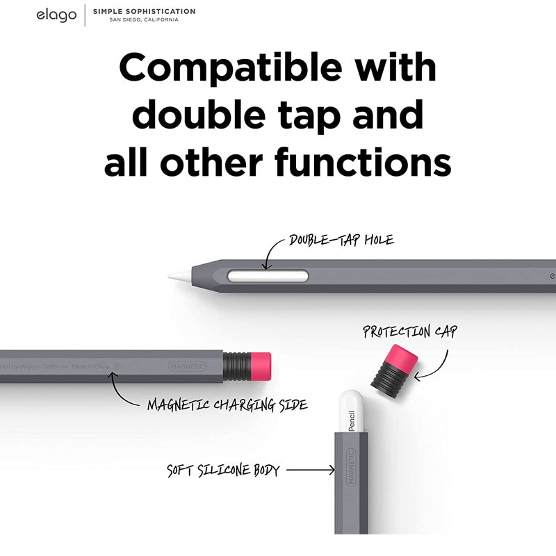 إلاجو ابل قلم الجيل الثاني  حافظة الجيل الكلاسيكي - رمادي داكن