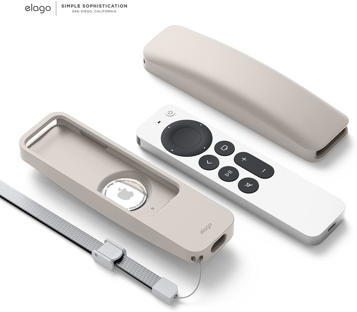 Elago Apple TV Siri Remote R5 2021 Case (AirTag Compatible) - Stone