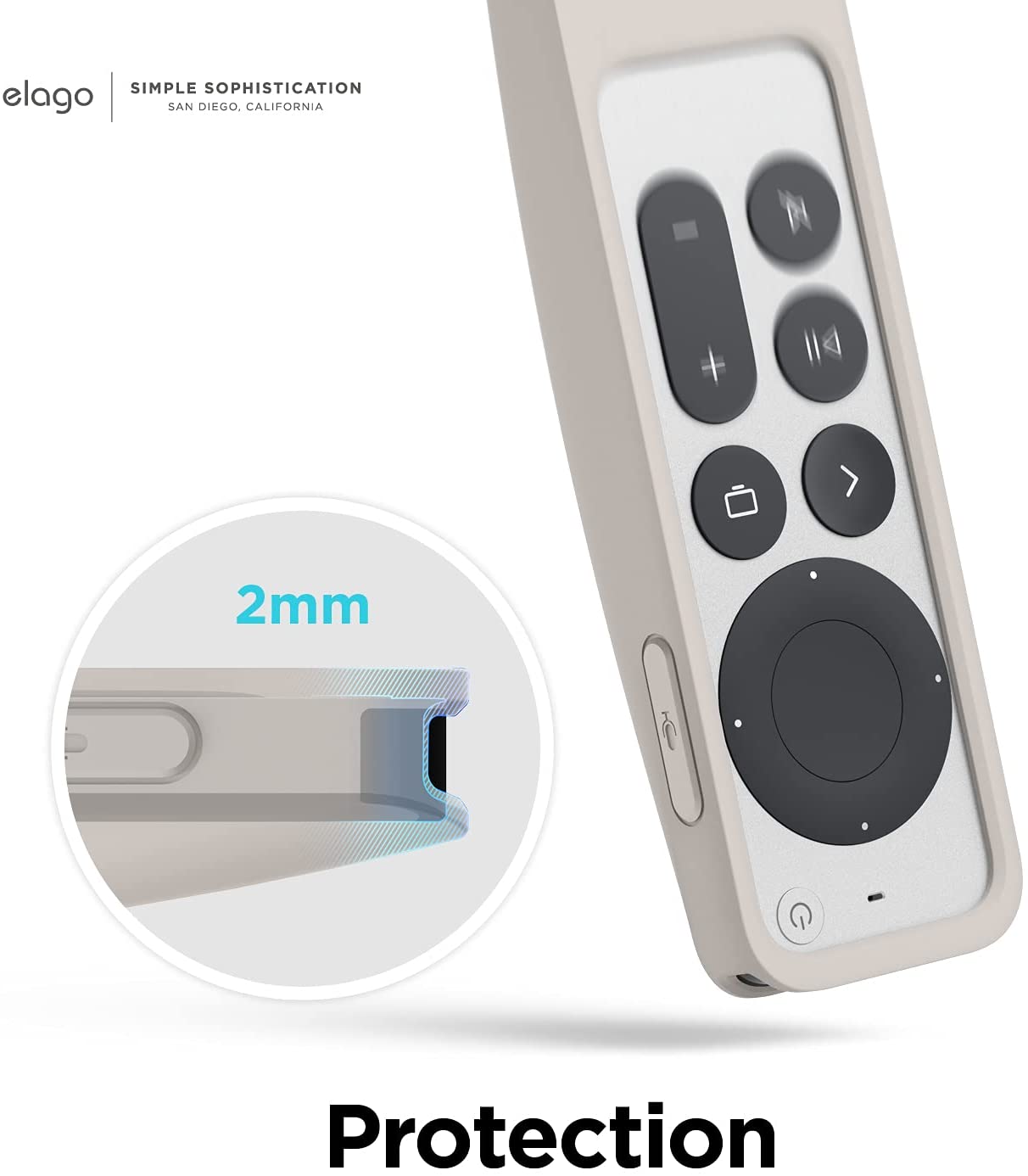 Elago Apple TV Siri Remote R5 2021 Case (AirTag Compatible) - Stone