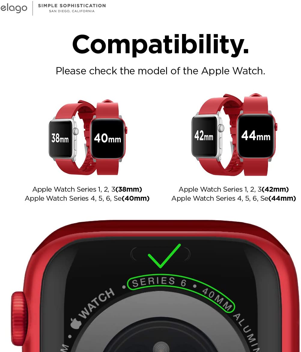 Elago Apple Watch 45/44/42mm/Ultra Premium Fluoro Rubber Strap - Red