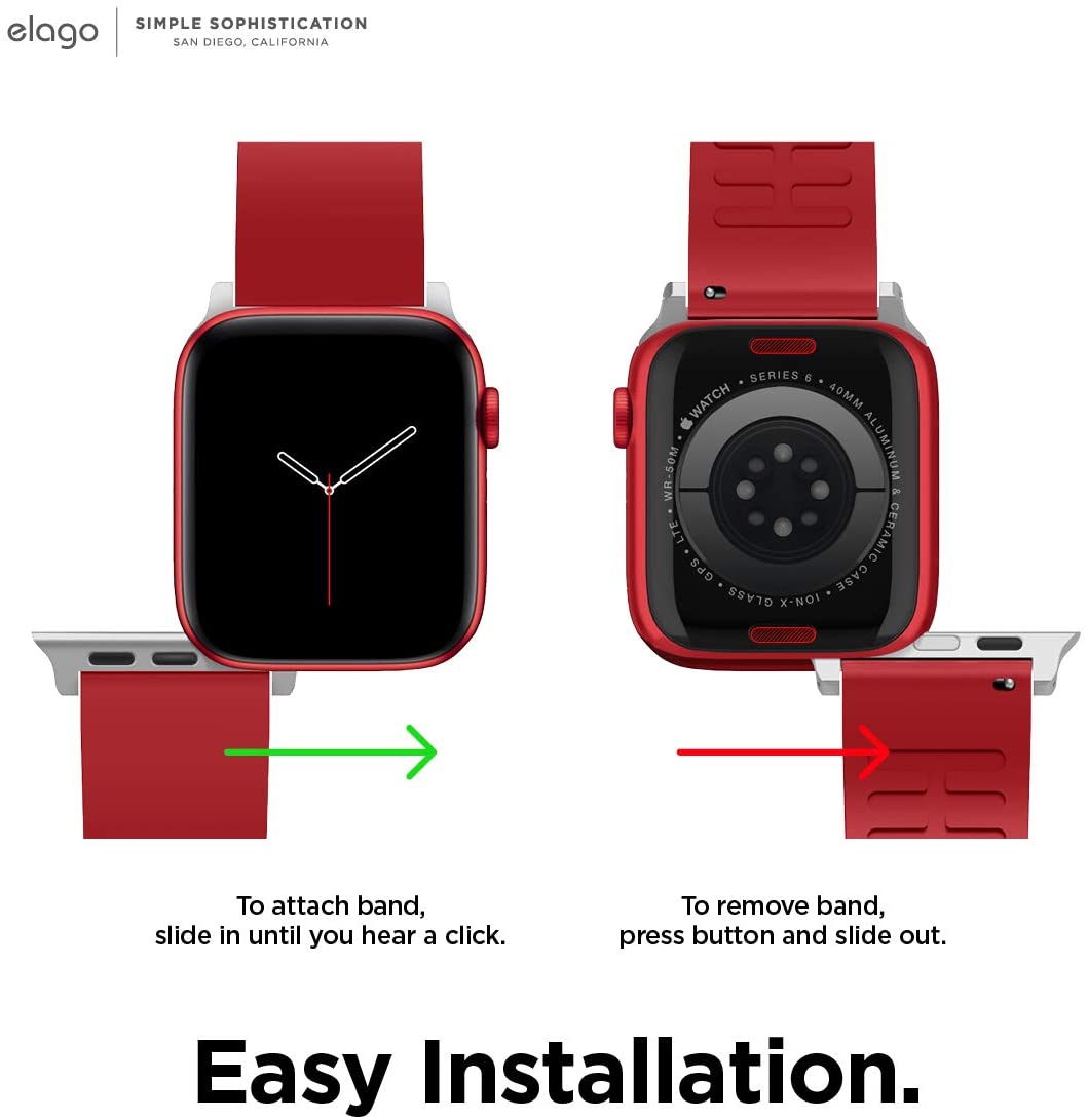 Elago Apple Watch 45/44/42mm/Ultra Premium Fluoro Rubber Strap - Red