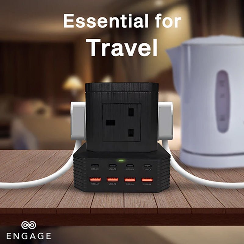 Engage 13 in 1 Ports GaN High Speed 65W Power Socket - Black