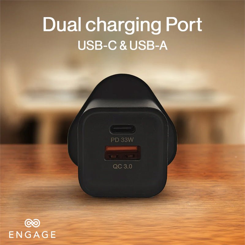 Engage Dual Port 45W GaNII PD Fast Adapter - Black