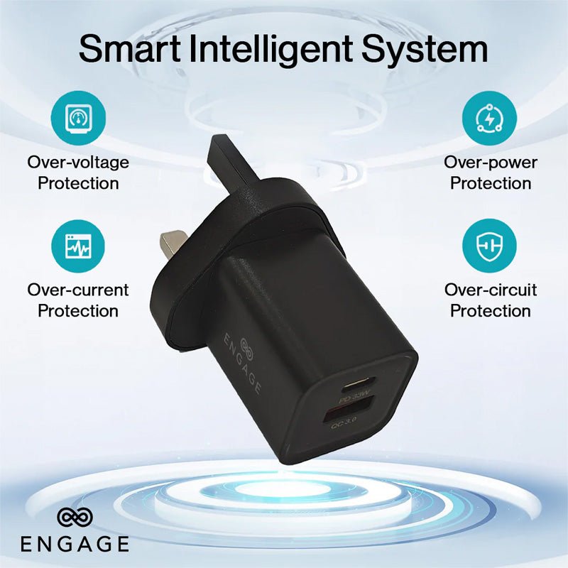 Engage Dual Port 45W GaNII PD Fast Adapter - Black