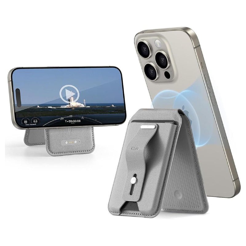 ESR HaloLock Geo Wallet Grip Stand - Natural Titanium