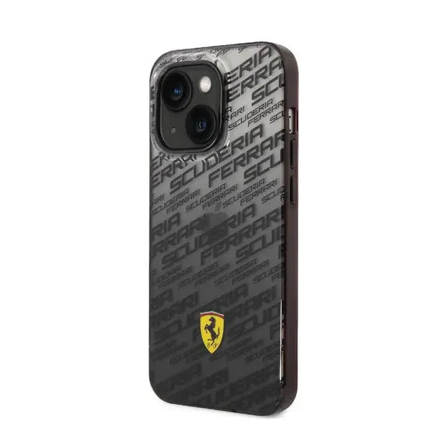 Ferrari iPhone 14 Pro Gradient PC/TPU Case with Allover Scuderia & Dyed Bumper - Black Accessories > Mobiles & Tablets